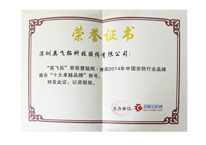 2014中(zhōng)國(guó)安(ān)防行业十大卓越品牌